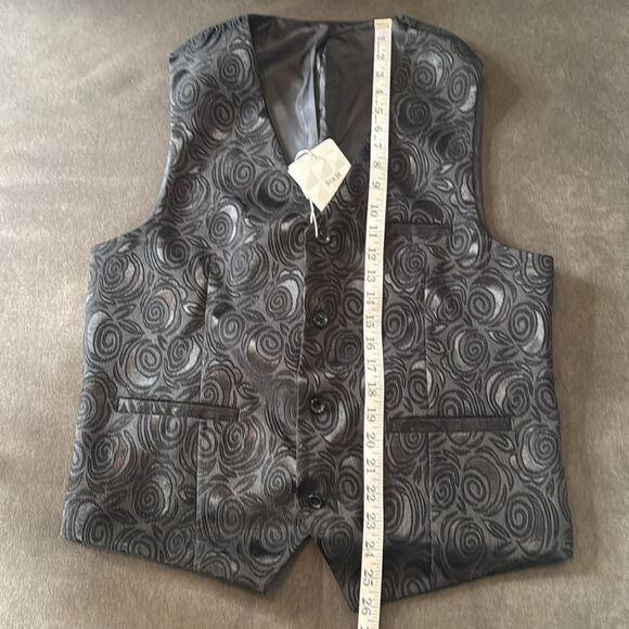 Men’s Black Floral Prom Party Wedding Formal Vest Size 38 NWT - Picture 8 of 8